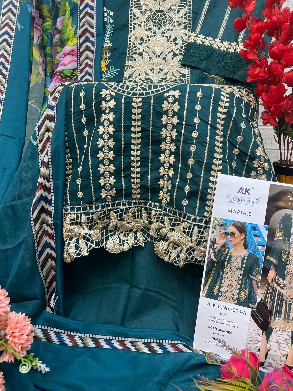 Al_Khushbu Maria B Pure Cambric Cotton Wholesale Pakistani Salwar Suit Catalog — Wholesale Salwar Suits, MPA wholesale from Surat - Gallery Image 7